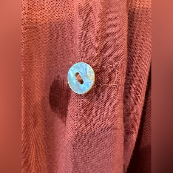 Just Living Button Front Printed Hearts Shirt Linen Blend Size S - Picture 5 of 8